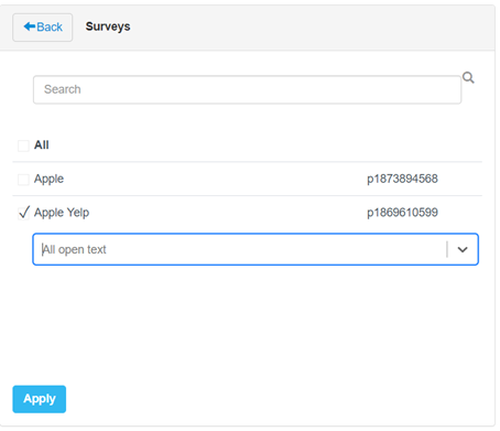 Selecting the surveys