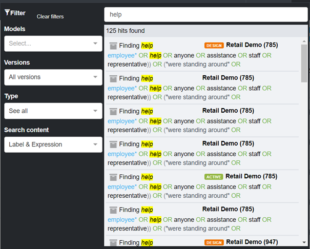 Using the keyword search functionality