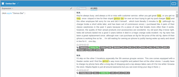 Showing the topics for each verbatim